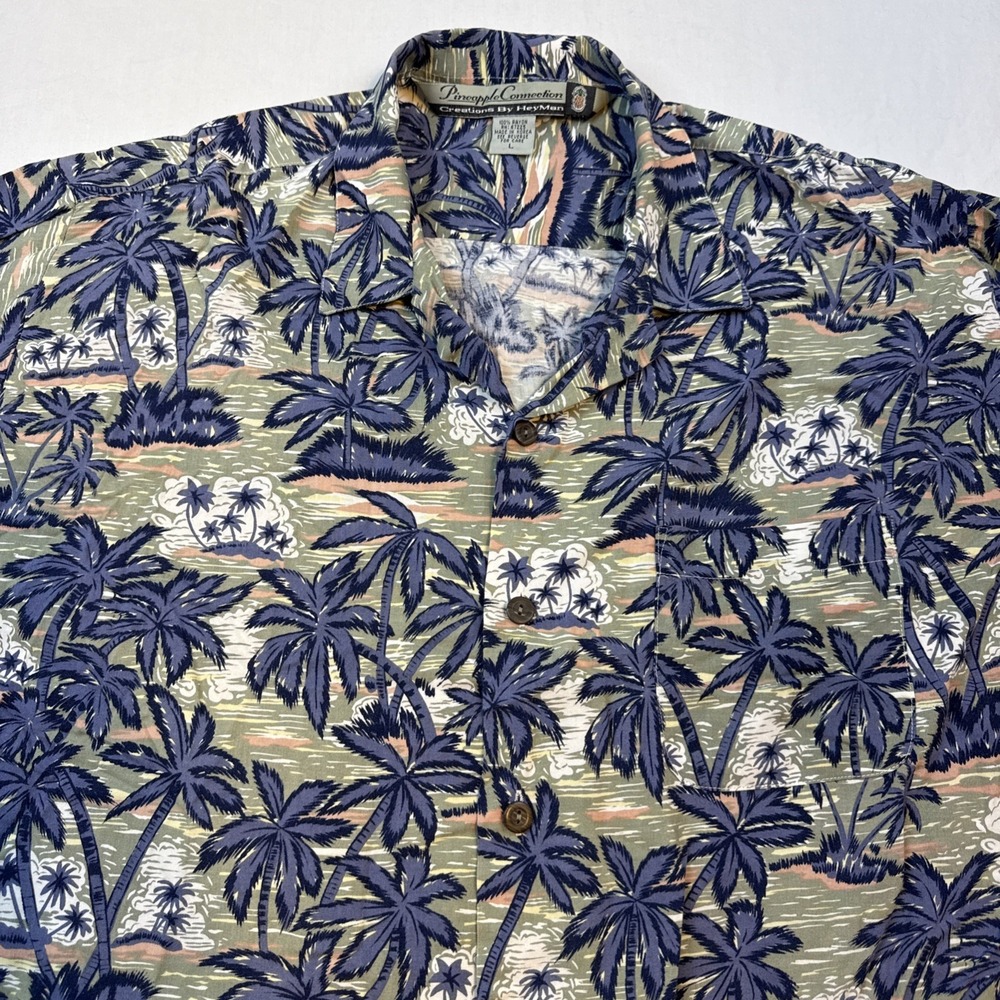 Pineapple Connection Creations By HeyMan Rayon Hawaiian Shirt Size L
